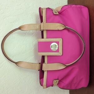 kate spade Henry Prince Street II Leather Trim Large Fuschia Tote Shoulder Bag